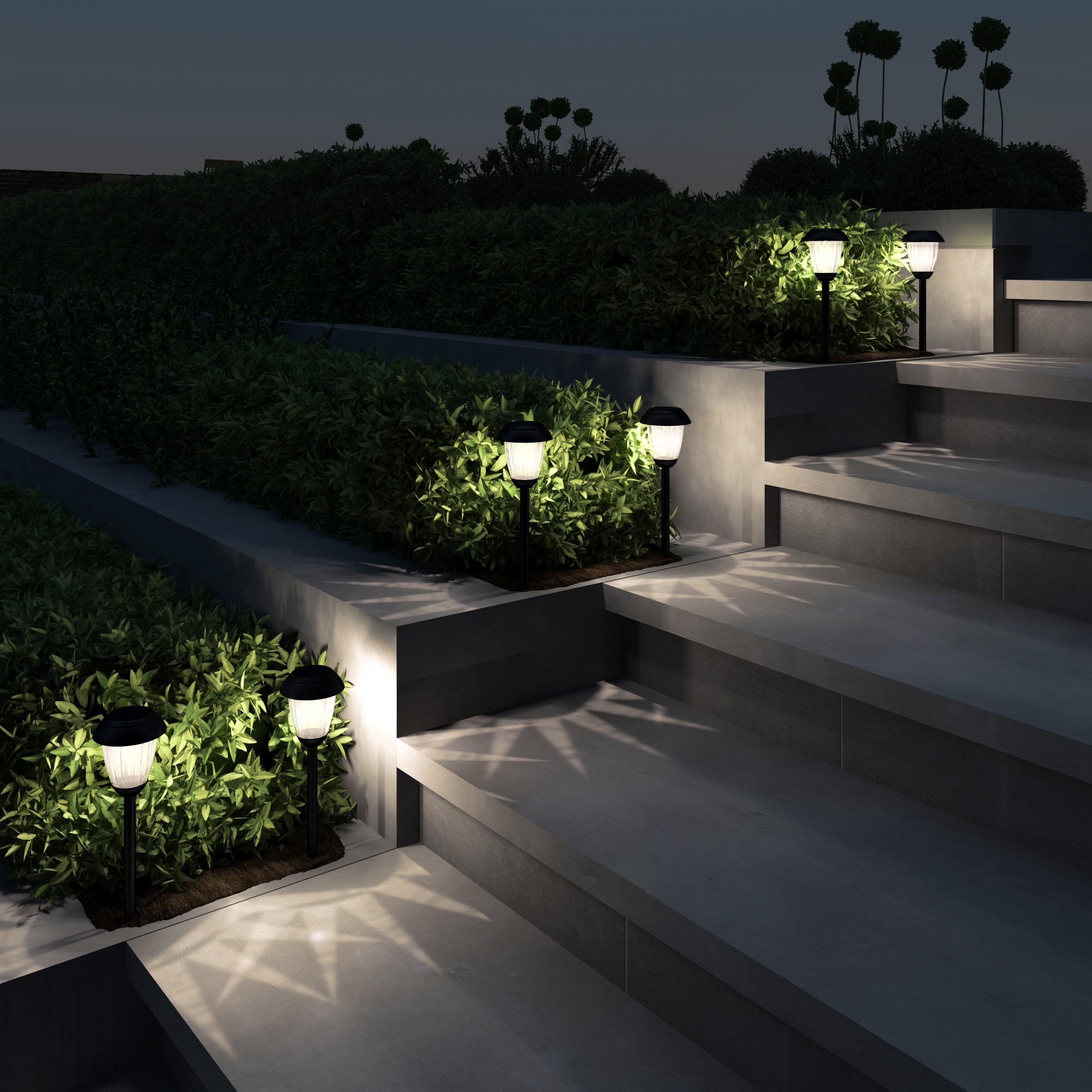 Pure Garden 8-Piece Solar Outdoor Lights Set for Landscape Lighting (Black)