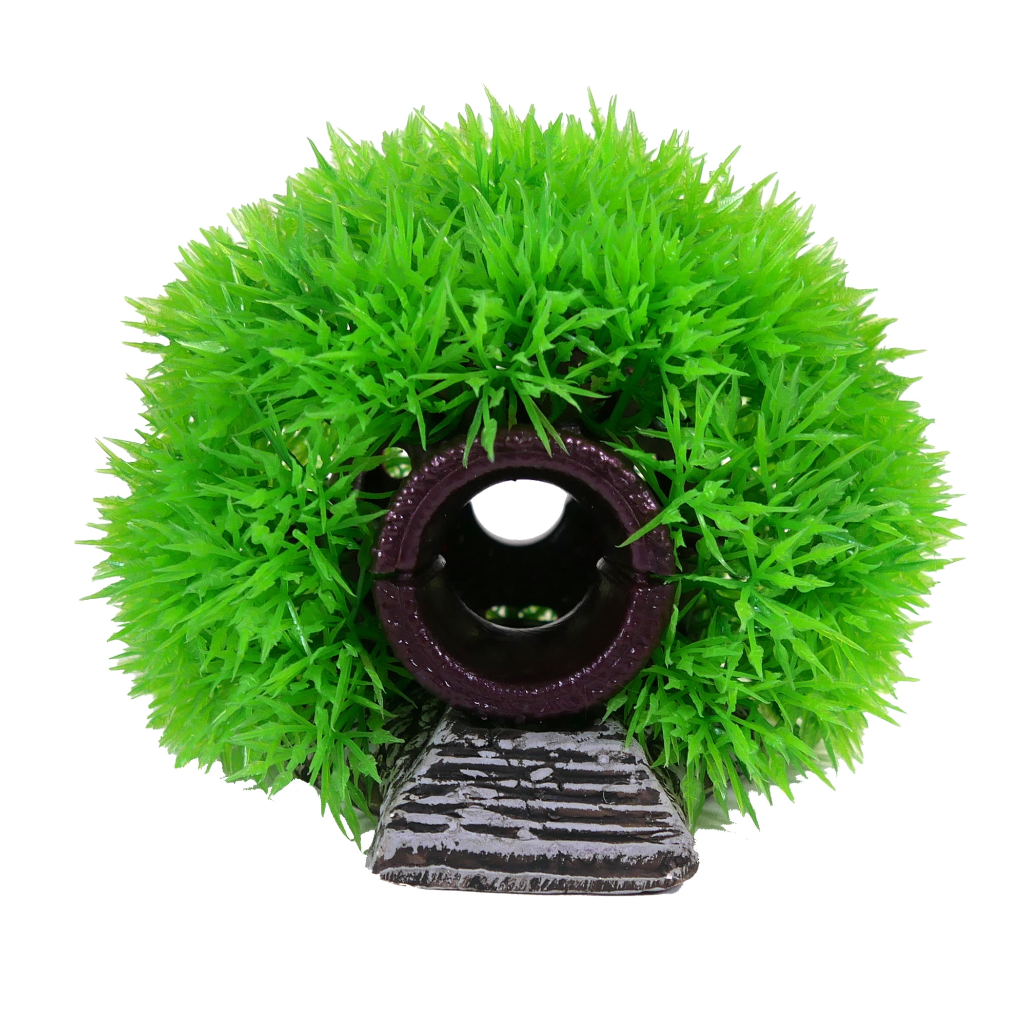 Penn-Plax Deco-Replicas Realistic Green Grass Hideaway with Swim Through Hole - Decoration For Aquariums and Fish Tanks