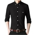 thumbnail image 4 of Afuyipoi Mens Casual Button Up Shirts Long Sleeve Shirts,with Pocket Stand Collar Lightweight Classic Men's Shirt Black 2XL, 4 of 7