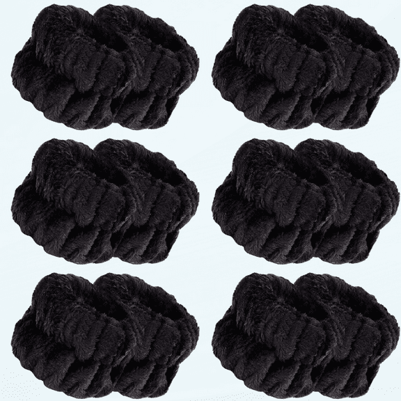 6 Pairs Face Washing Wristbands Wrist Towels for Washing Face, Absorbent Spa Wristbands Towel Scrunchies Wrist Bands Wrist Sweatband Wash Bands Prevent Liquid from Spilling Down Arms (C. Black)