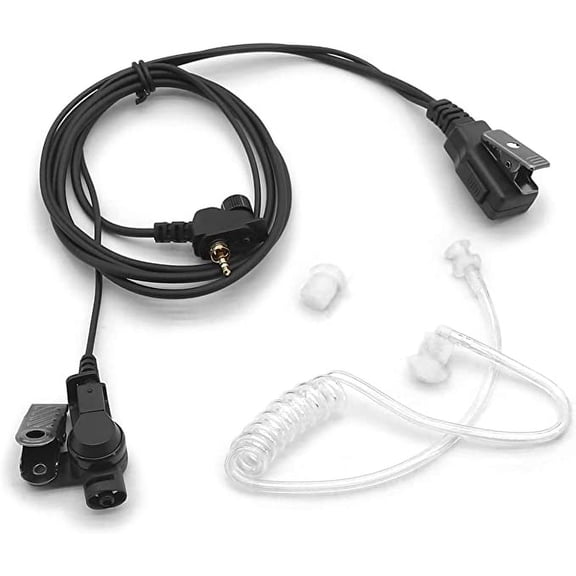 Headset Earpiece for Motorola Radio MTS850 MTP850 MTH850 MTH800 MTH650 MTH600 1-pin Walkie Talkie Low Noise Kit with Translucent Tube Rubber Eartip & PTT