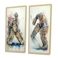 thumbnail image 3 of Designart "Hockey Goalie in Action on the Ice I" Sport Hockey Framed Wall Art Set Of 2 - White Sports Framed Canvas Set For Living Room Decor, 3 of 7