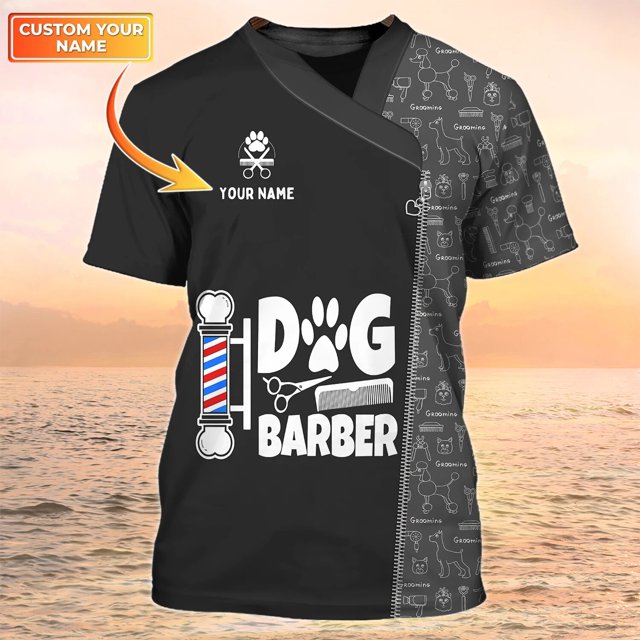 Camiseta de moda de verano para hombre, camisa con nombre impreso en 3D para peluquero y perro, Tops informales Unisex, uniforme de peluquero para mascotas DW148Adult size S Gao Jinjia LED