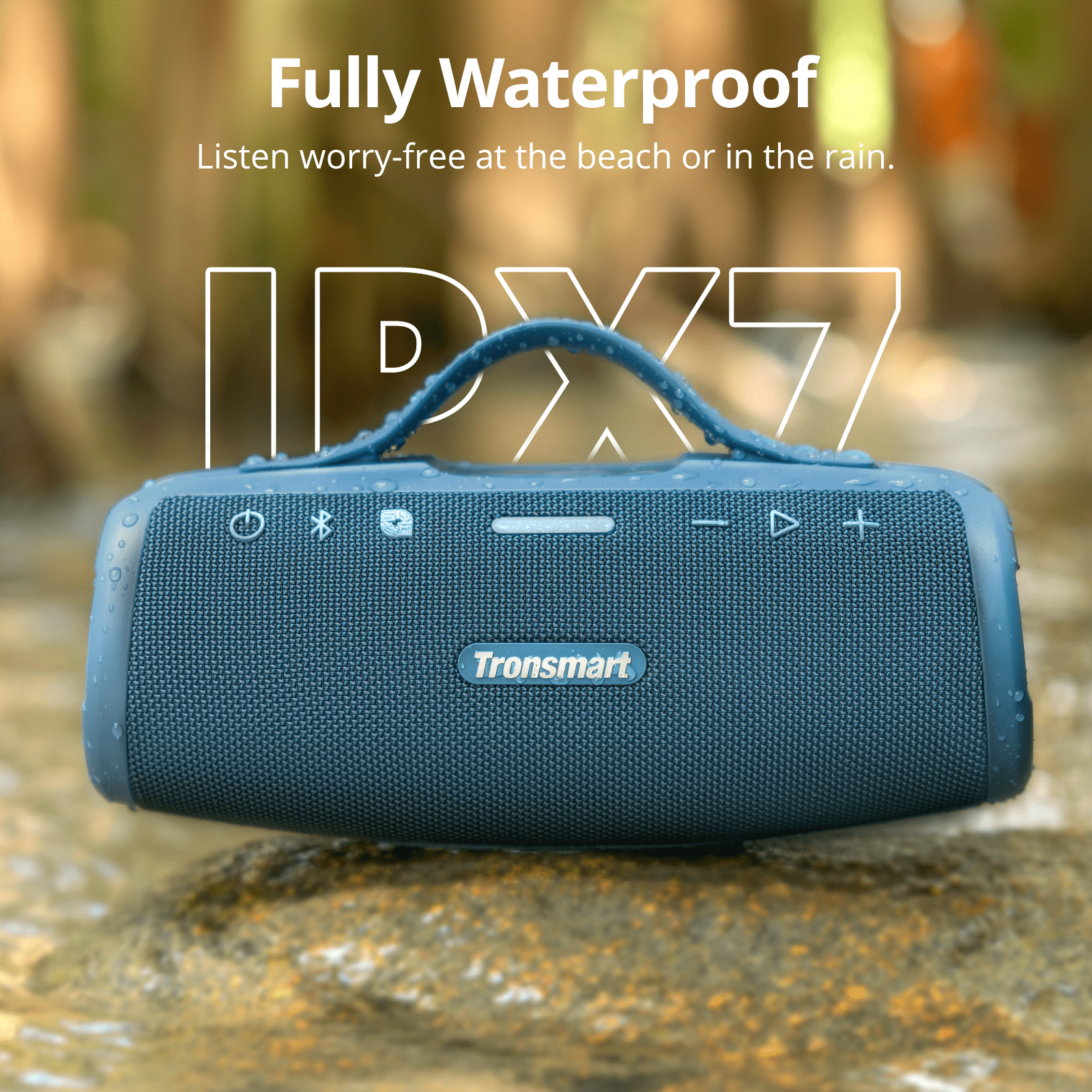 Mirtune S100 Portable Bluetooth Speaker,50W Punchy Bass & Clear Treble,Retractable Handle,20H Playtime,IPX7 Waterproof,Customize EQ,Wireless Speakers with Built-in Powerbank for Outdoor,Camping,Beach