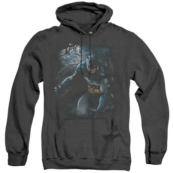 Batman Light Of The Moon Adult Heather Hoodie Sweatshirt Black