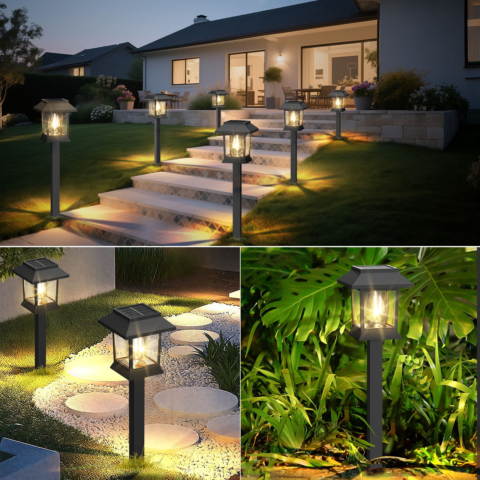 10 Pack Solar Lights for Outside Walkway Pathway Driveway Outdoor Waterproof Led Landscape Lighting For Garden Yard Decor.(Warm white, 10)