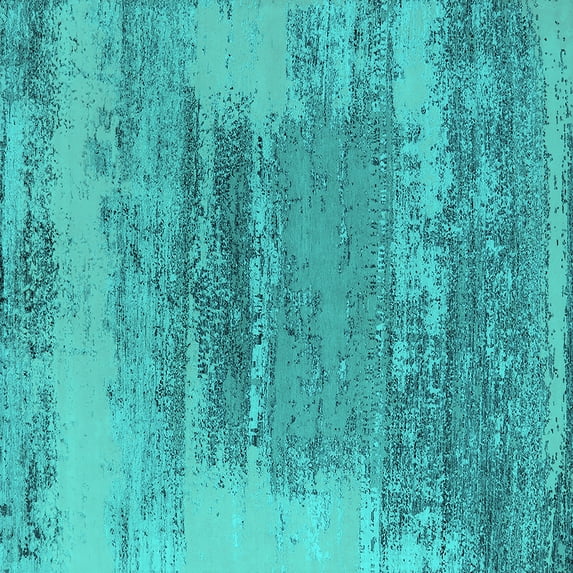 Ahgly Company Indoor Square Oriental Turquoise Blue Industrial Area Rugs, 4' Square