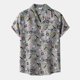 thumbnail image 3 of Camisas Deportivas Hombre Camisa de manga Estampado de playa Camisa de cuello casual Botón de hombre Camisas de hombre dobladas (Grey, 3XL), 3 of 7