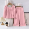 thumbnail image 4 of UngA Girl's 2 Piece Outfits Boho Floral Crochet Long Sleeve Top and Wide Leg Pants for Toddler Kids 2-3 Years,Red, 4 of 7