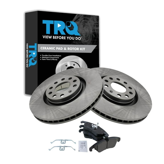 TRQ Front Brake Pad & Rotor Kit Brake Pads Brake Rotor Ceramic Fits Select 2009 Audi A4 A4 Quattro