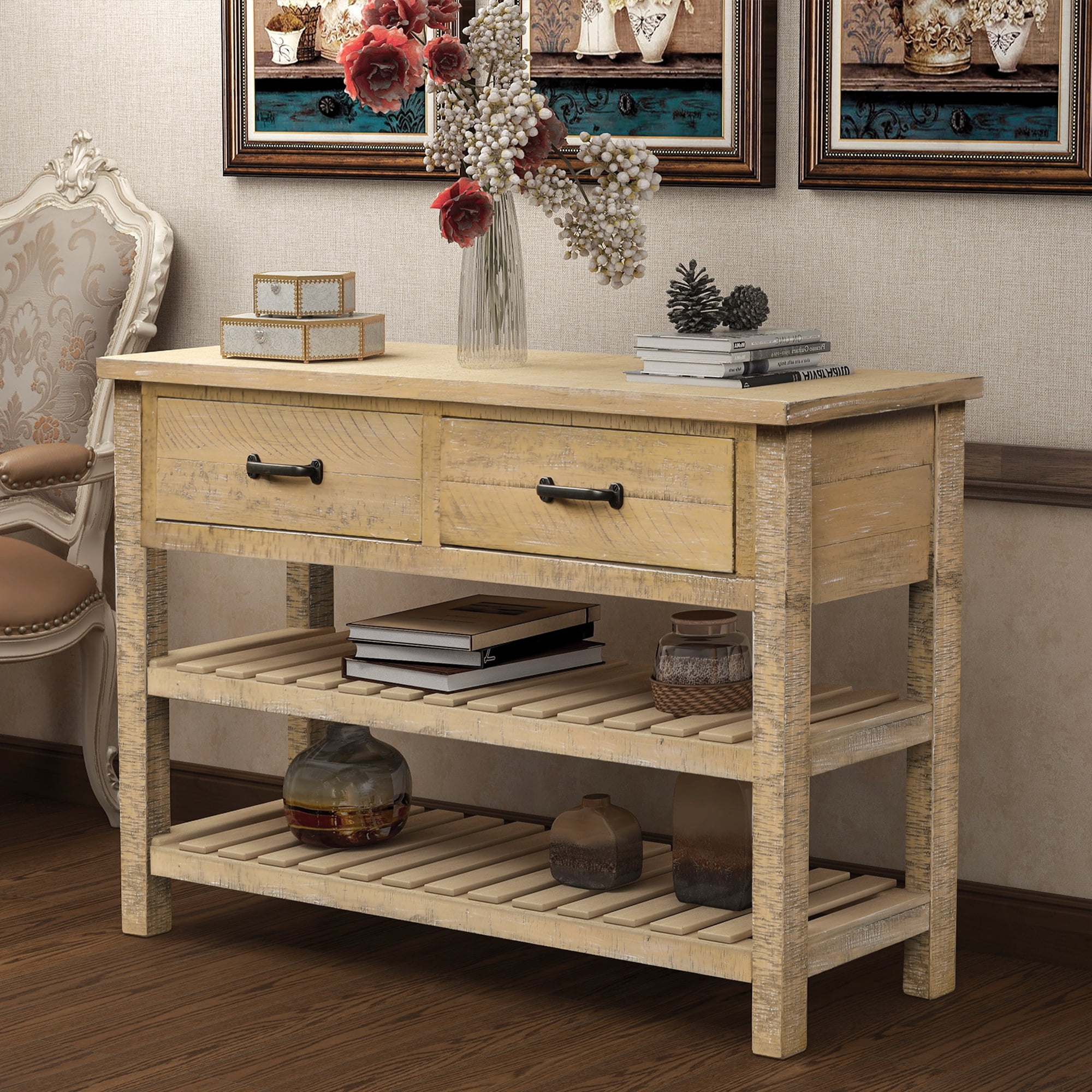 woodworking plans console table 2 shelves and drawers