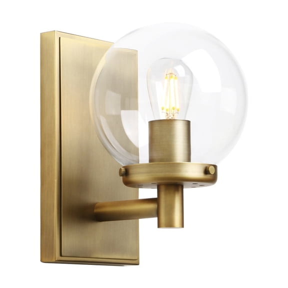 Pathson 1-Light Vintage Wall Sconce, 5.9" Globe Glass Shade Wall Light Fitting for Bathroom Vanity Mirror Kitchen Living Room