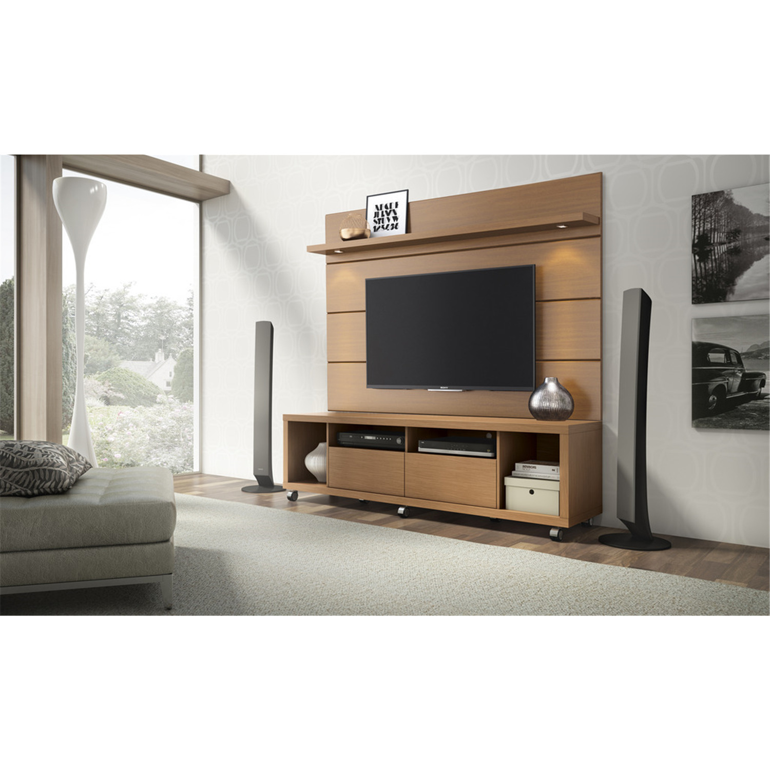 Cabrini TV Stand and Floating Wall TV Panel with LED Lights 1.8 - image 2 of 3