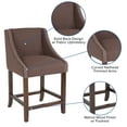 thumbnail image 4 of Emma + Oliver 24" High Walnut Counter Height Stool with Accent Nail Trim in Brown Fabric, 4 of 11