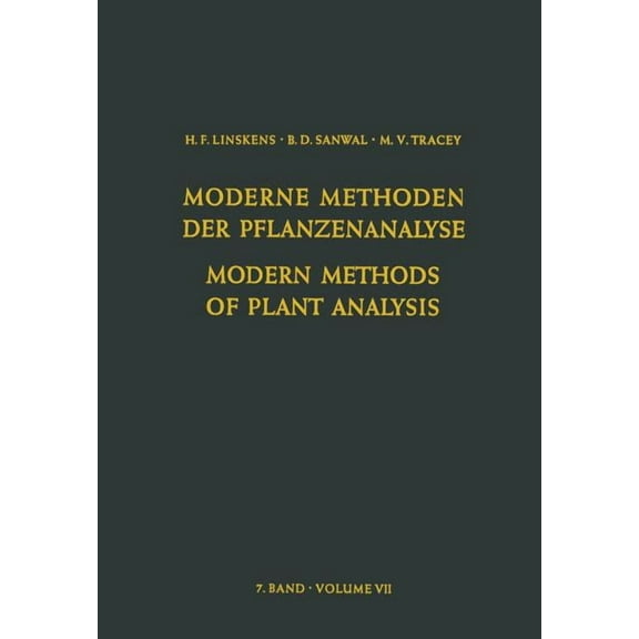 Modern Methods of Plant Analysis / Moderne Methoden Der Pflanzenanalyse (Softcover Reprint of the Origi)