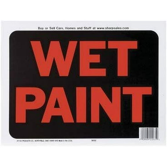 Hy-Ko Plastic Sign Red 9" X 12" Wet Paint