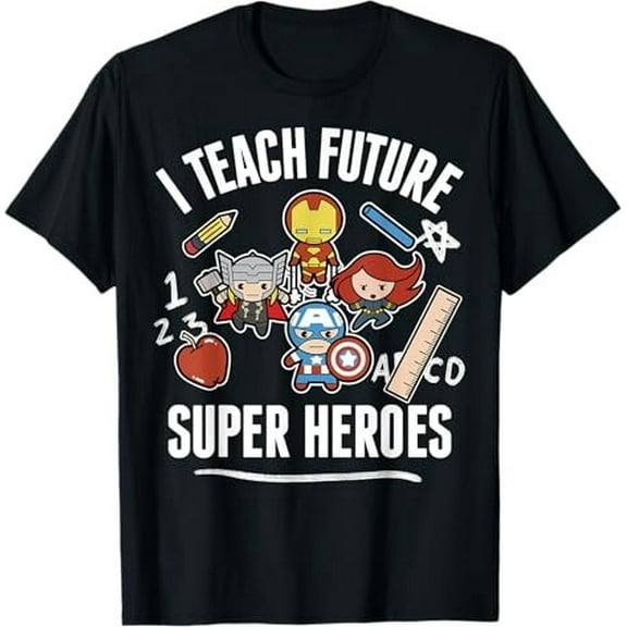 Marvel Avengers “I Teach Super Heroes” T-Shirt – Classic Teacher Graphic Tee, Superhero Shirt for Educators