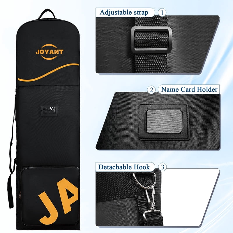 Golf Travel Bag with Wheels for Airlines, Rolling Golf Club Transport Case, Foldable Soft 600D Waterproof Oxford Golf Club Travel Covers with Shoe Pocket Black