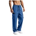 thumbnail image 3 of Men's Casual Trousers Men Straight Leg Multiple Pockets Pants for Daily Wear Blue,XXL, 3 of 7