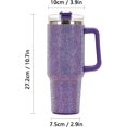thumbnail image 2 of Copa con pajita, Vaso con asa con tachuelas con tapa y popote aislado, Vaso Térmico de Acero Inoxidable, Taza de agua de viaje para Mujeres, Regalo (Púrpura), 2 of 4