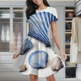 thumbnail image 2 of Blue Seashell Pattern Women's Classic Swing Skater Dress Casual Work Party Cocktail Dresses, 2 of 6