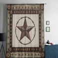 thumbnail image 5 of Country Texas Star Semi Sheer Curtains Drapes for Living Room, Bedroom, French Doors Window 84 Inches Long, Brown Farmhouse Vintage Wooden Rod Pocket Chiffon Curtain Drapery Voile Draperies Panel, 5 of 6