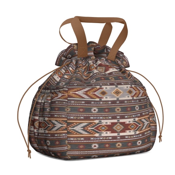 Boho Bohemia Geometric Line Art Drawstring Lunch Bag Women - Drawstring Lunch Bag Insulated for Work Office - Stain-Resistant Large Lunchbags for Women with Multi-Pockets