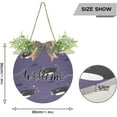 thumbnail image 3 of Welcome Sign with Wreath for Front Door, Rustic Round Hanging Welcome Sign, Wall Housewarming Gift for Home 11.8in, Purple Penguin Fish Home Decor, 3 of 7