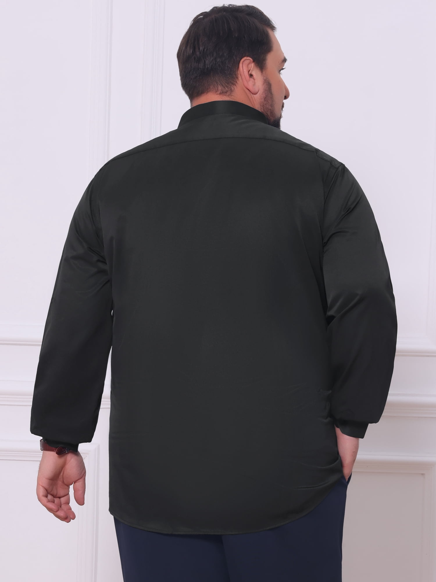 DARING DIVA Men's Big Tall Dress Shirts Long Sleeve Button Down Office Shirt 2XL Black