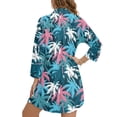 thumbnail image 2 of Xoenoiee Tropical Palm Tree Print Swimsuit Coverup for Women Button Down Shirt Loose Beach Cover Up Puff Long Sleeve Bathing Suit Casual Blouse Tops, XL, 2 of 7