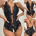 thumbnail image 2 of Gibobby Ropa Interior Sexy Body de encaje sexy con encaje en la para mujer de encaje con escote en V profundo(Negro, L), 2 of 5
