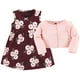 thumbnail image 3 of Hudson Baby Conjunto De Vestido Y Cárdigan De Algodón Para Niñas, Color Burdeos, Floral, 5 Niños Pequeños, 3 of 5