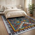 thumbnail image 3 of ODIKA 8'x10' Washable Area Rug Music Cd Circle Musical Instrument Piano Guitar Note Disc Shape for Dining Room, Large Office, Lounge, Non-Slip Chair-Friendly Mat, 3 of 7