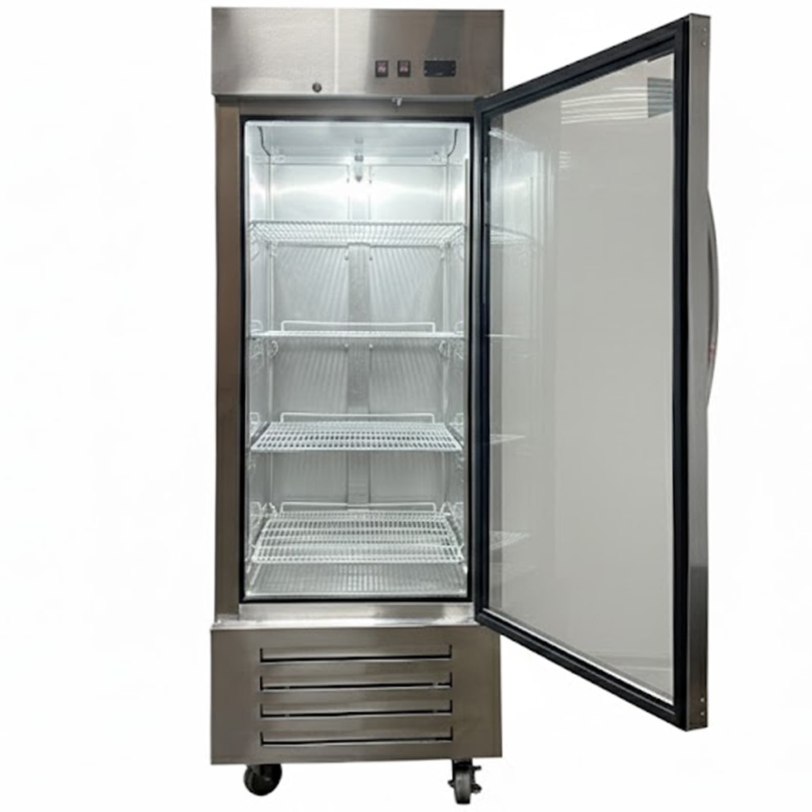 29" NSF Stainless Steel Glass Door Commercial Freezer | 18 Cu.Ft Display Freezer | R290 Refrigerant, LED Lighting, Digital Control | 115V Commercial Merchandiser Freezer