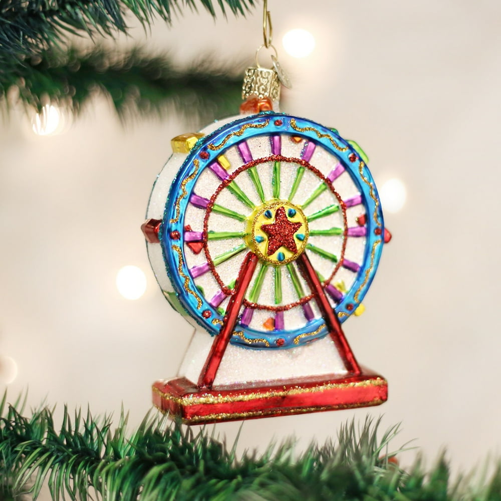 Old World Christmas Ferris Wheel Ride Glass Tree Ornament 36171 FREE
