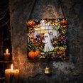 thumbnail image 5 of OCCOA Cute Ghost Stained Glass Style Acrylic Hanging Ornament with Bell Fall Pumpkin Window Suncatcher for Halloween Home Porch Decor Gift Idea, B, 5 of 6