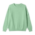 thumbnail image 5 of WDWYY Boys Waffle Knit Crew Neck Sweatshirt Long Sleeve Casual School Loose Fit Arm Pocket Pullover Top Green 13-14 Years, 5 of 5