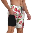 thumbnail image 3 of Goofa Strawberry1 Printed Men's Swim Trunks Board Shorts Quick Dry Mens Swimming Trunks with Compression Liner,Breathable Fit Hawaii Beach Shorts-3X-Large, 3 of 9