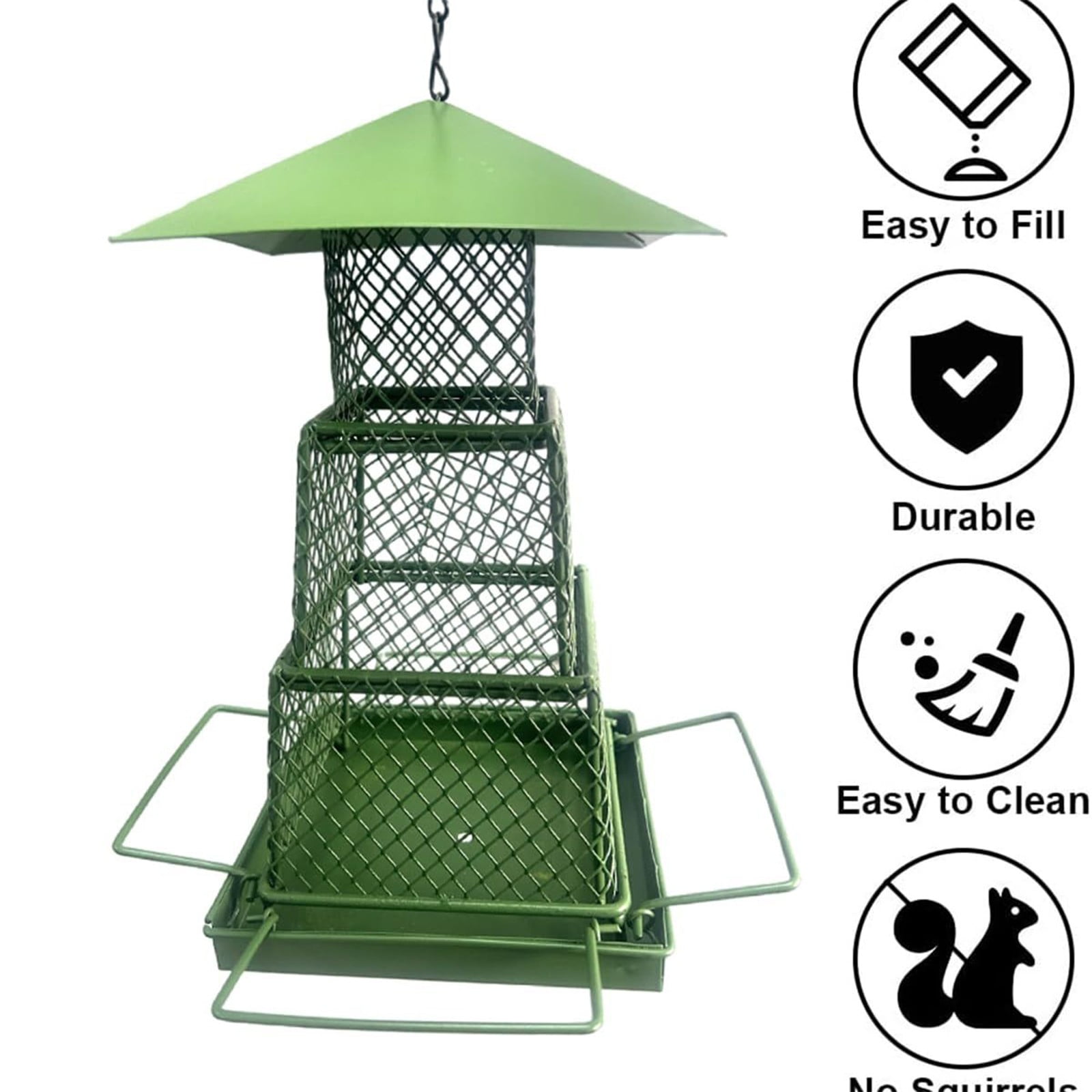 Specollect Clearance 3Pcs Bird Feeders for Outdoors,Large Capacity,Heavy Duty Metal Bird Feeder,Supports Cardinal,Finch,Blue Jay and Wild Birds