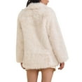 thumbnail image 3 of INSPIRE CHIC Women's Faux Fur Coat Fluffy Long Sleeve Lapel Winter Outerwear Coat M Beige, 3 of 6