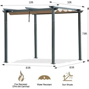 Domi Outdoor Living 10’ X 10’ Outdoor Retractable Pergola with Weather-Resistant Canopy Aluminum Garden Pergola Patio Grill Gazebo for Courtyard