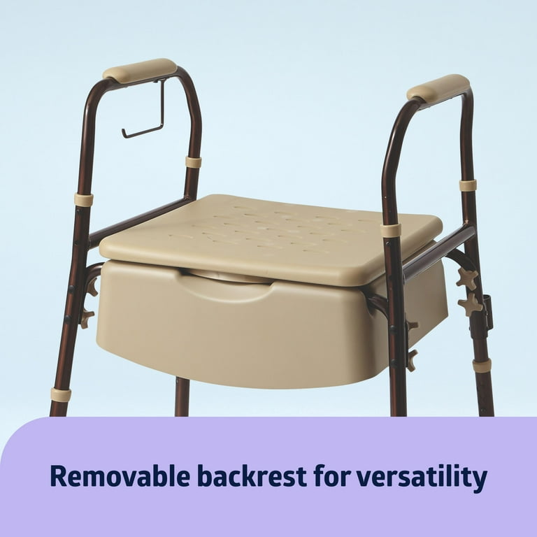 Medline Elements Bedside Commode with Microban 400 lb. Weight Capacity Bronze