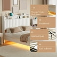 thumbnail image 2 of Queen Size Upholstered Platform Bed Frame with Floating Design, Features RGB Color-Changing LED Lights, Charging Station & Tall Storage Headboard, No Box Spring Needed, 2 of 9