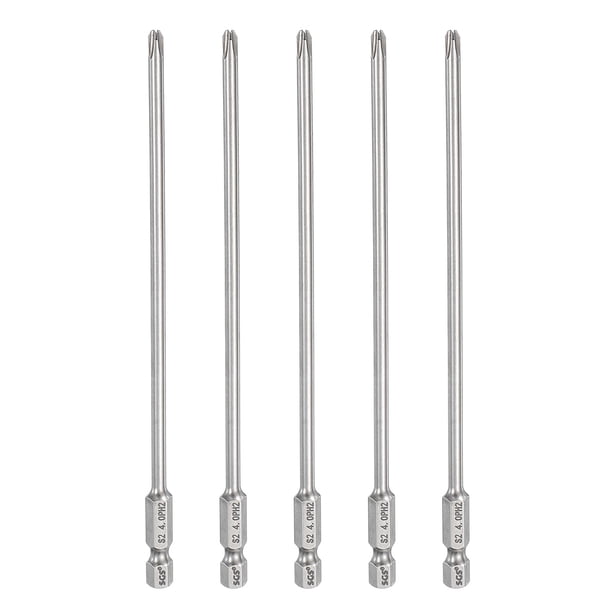 5 piezas de punta de destornillador Phillips #2 PH2 de 1/4" con vástago hexagonal de 6" (150 mm) de largo, varilla magnética de 0.16".