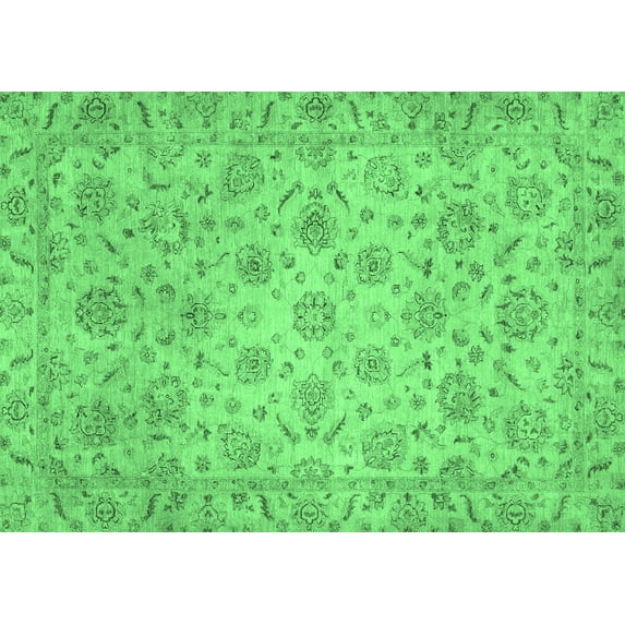 Ahgly Company Indoor Rectangle Abstract Emerald Green Modern Area Rugs, 3' x 5'