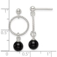 thumbnail image 3 of Sterling Silver Polished Onyx In Circle Dangle Post Earrings (26 X 12.25) Made Thailand qe16071, 3 of 5