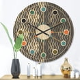 thumbnail image 2 of Designart 'Geometrical Abstract Retro Minimal Pattern V' Mid-Century Modern Wood Wall Clock, 2 of 5