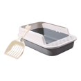 thumbnail image 2 of Cat Litter Box Kitten Litter Pan Cat Litter Basin Cat Sandbox Large Semi Enclosed Open Top Pet Litter Tray for All Kinds of Cat Litter and Gray, 2 of 10