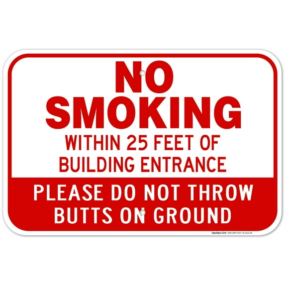 No Smoking In Building Entrance Sign, 12x18 Aluminum