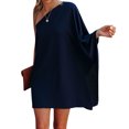 thumbnail image 1 of Txlixc Vestido corto de fiesta de club de verano con manga de murciélago suelta de un hombro para mujer Txlixc Sexy, 1 of 5